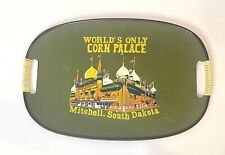Vintage 1960-70's Corn Palace Souvenir Serving Tray, Mitchell, SD Green Handles picture
