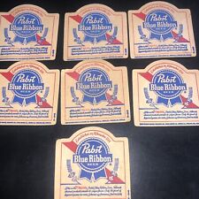 Lot of 7 Pabst Blue Ribbon PBR Cardboard Beer Coasters. Vintage.  3 1/4