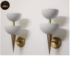 Pair Of Sconces 2 Stacked Perforated Cups Brass Spike Handmade Home Decor Lamp picture
