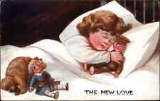 WWI Era Little Girl Sleeping with Soldier Doll 
