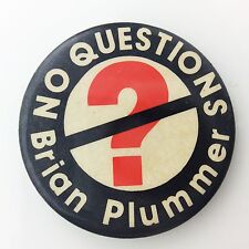 1980 Canadian Brian Plummer Music Album No Questions Promotional Pinback G789 picture