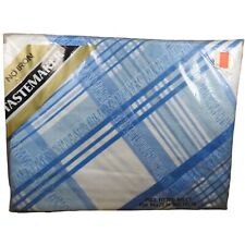 NEW NOS Vintage Tastemaker Mills No Iron Percale Full Fitted Sheet Blue Plaid picture