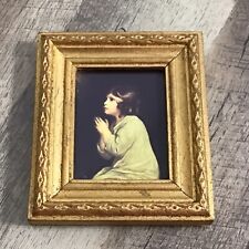 Vintage Made in Italy Praying Girl in Gold Frame 5x5.5