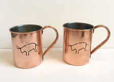 2pcs Vintage Copper Mug Paykoc Imports  Made In Turkey 3.5