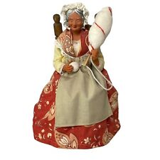 French Country Santon Figurine Old Woman Spinning Yarn on Chair 8.5
