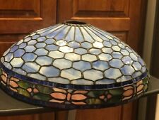Exquisite Vintage Leaded Glass Shade.? Butterfly  Blue Pink Green 21