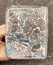 Pre Columbian Maya Aztec Quetzalcoatl Tablet Feathered Serpent God Clay Plaque picture