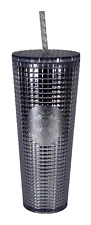 STARBUCKS TUMBLER 2020 Holiday Clear Silver Studded Disco Cold Cup 24 Oz Venti picture