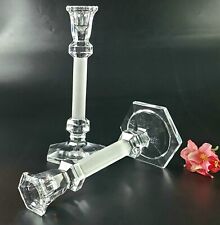 Vintage- Stunning Crystal/ Frosted Glass Candlestick Holders - Pair picture