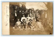 1909 Family Group Children Dog Fayette PA Lewistown McClure RPPC Photo Postcard picture