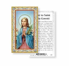 Saint Maria Goretti with Prayer to St. Maria - Gold Trim -Paperstock Holy Card picture