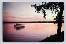 Geneva New York Seneca Lake Scenic Landscape Lakeside Sunset Chrome Postcard picture