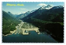 Postcard AK Skagway Alaska busy port aerial AJ9 picture