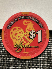 (UNCIRCULATED) $1 WYNN CASINO CHIP POKER CHIP LAS VEGAS NEVADA ROOSTER (note*) picture