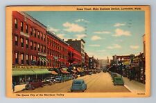 Lawrence MA-Massachusetts, Essex Street Business Section Vintage c1946 Postcard picture