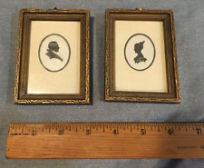 Vtg Pair of Mini Framed Silhouette Lady and Gentleman Cameo Decor picture