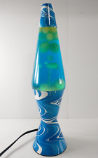 Vintage 1990s ORIGINAL LAVA LITE Blue Psychedelic Swirl Lava Lamp With New Bulb picture
