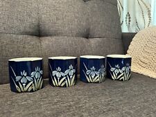 Beautiful Vintage Blue Floral Iris Sake Tea Cups Made In Japan picture