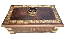 Vintage Old Antique Wooden Hand Made Brass Fitted Work Jewelry Box , Collectible picture