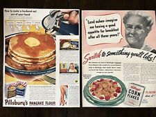 Vintage 1940 Kelloggs Corn Flakes And A Pillsbury Pancake Flour Ad. picture