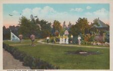 Scene In Gage Park Topeka Kansas Vintage White Border Post Card  picture