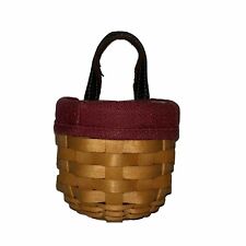 Longaberger Basket Handwoven Leather Strap Handle Red Interior Signed 2002 picture