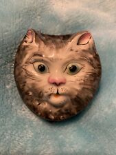 Adorable Limoges France Peint Main P.V. Green Eyed Cat Face Trinket Box 2.75