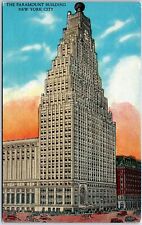 VINTAGE POSTCARD THE PARAMOUNT BUILDING AND PARAMOUNT THEATRE AT TIMES SQ 1950s picture