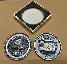 Pair Of 2 IEEE Life Member Supporter Pewter Coasters w Box - 1962, 1964 picture
