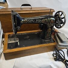 1912 SINGER 66 Antique REDEYE Electric Mitzubishi Sewing Machine w/Case Works  picture