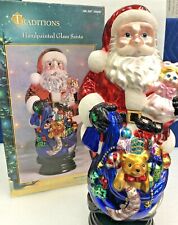 Traditions BIG 18” Blown Glass Santa Claus w Original Box Wooden Base picture