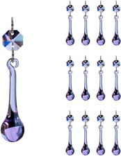 12Pcs Raindrop Crystal Chandelier Prisms Parts, Colored 53Mm Hanging Crystals  picture
