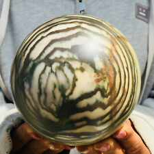 5.2lb Large Green Zebra Stone Lines Jasper Crystal Quartz Sphere Ball Healing picture