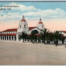 c1910s San Diego, CA Railroad Depot Streetcar Trolley Station Postcard Cali A196 picture