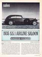 1935 S.S 1 AIRLINE SALOON  ~  ORIGINAL 5-PAGE 1965 ARTICLE / AD picture