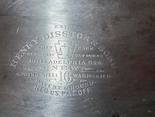 Henry Disston and Sons New 16 Cross Cut Saw- 8 PPI- Amazing Etch- Great Saw picture