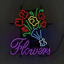 Beautiful Flowers Neon Sign Light Store Open Wall Hanging Visual Artwork 24