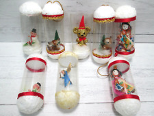 Vintage Mid Century Clear Tube Styrofoam Christmas Ornament Diorama Deer Lot 8 picture