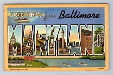 Baltimore, MD-Maryland, LARGE LETTER Greetings Antique c1946 , Vintage Postcard picture