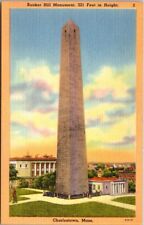 Bunker Hill Monument Charlestown Massachusetts Vintage Linen Postcard B21 picture