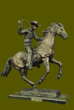 Vintage Frederic REMINGTON Bronze OUTLAW COWBOY WESTERN STATUE FIGURINE ART picture