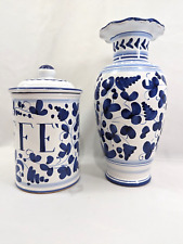 Rare 2003 Starbucks Barista Line Coffee Canister and Vase Set picture