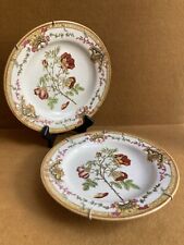 2 Wong Lee WL 1895 Crackled Porcelain Floral Pattern Vintage Fine Pottery Plates picture