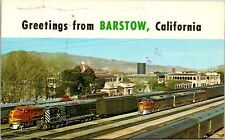 Greetings from Barstow CA Freight Trains Engines Tracks California postcard P13 picture