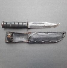 Original WWII USN Navy Kabar Fighting Knife W/ Sheath Named Blade Marked picture