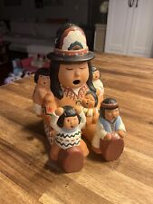 Native American Storyteller Mother with Children Pottery Figurine Pottery H 7.5