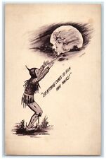 c1910's Pretty Woman Devil Everything Comes To Him Cobb Shinn Signed Postcard picture