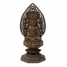 Chinese Brown Sitting GuanYin Tara Bodhisattva Avalokitesvara Wood Statue ws1761 picture