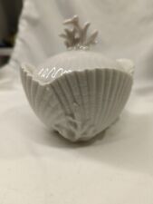 Scallop Shell & Coral design Small Bone China Covered Sugar Bowl Unmarked  picture