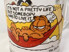 Vintage 1978 McDonald's Garfield Glass Coffee Cup Mug “It's Not a Pretty Life..” picture